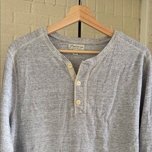 J.Crew Henley Thermal Crewneck Long Sleeve Shirt Heathered Gray Size XL Slim